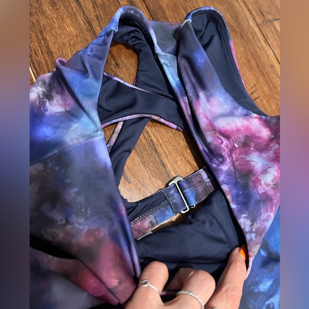 Athleta ABC Supernova Entwined Bikini Set tie dye top crop swimsuit cosmic - Picture 5 of 9